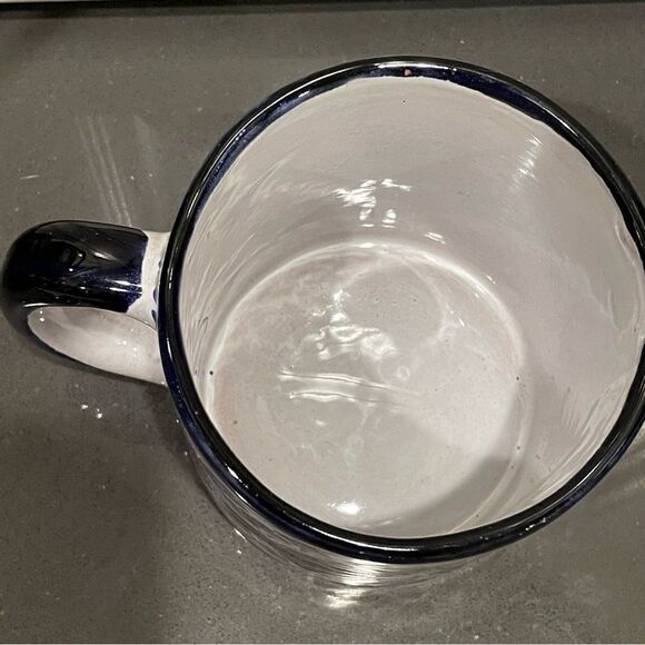 Mexican Talavera handmade Pottery blue and white patterned painted mug - Picture 11 of 13